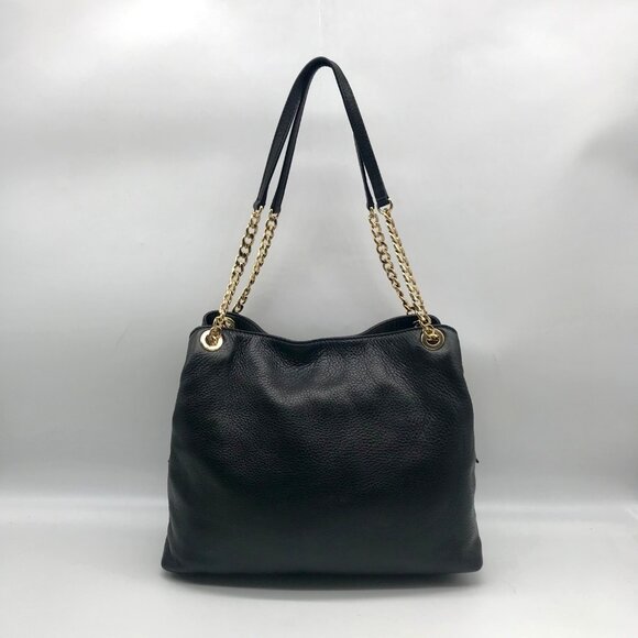 Michael Kors Black Pebbled Leather Jet Set Chain Shoulder Bag - Picture 2 of 10